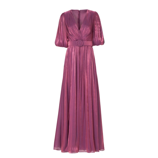 Brennie Lurex Georgette Dress in Purple