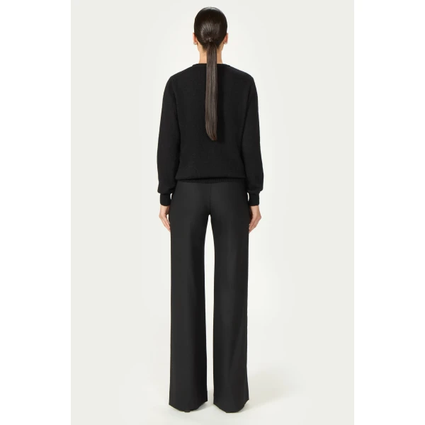 Costarellos Daline Wool Tailored Wide-Leg Trousers in Black | Wide leg pants | Coveti