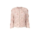 Costarellos Finna Petal Lurex Satin Tailored Jacket in Dusty Pink | Coveti