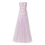 Costarellos Gisella Petal Lurex Satin Tulle Strapless Dress in Mauve | Coveti