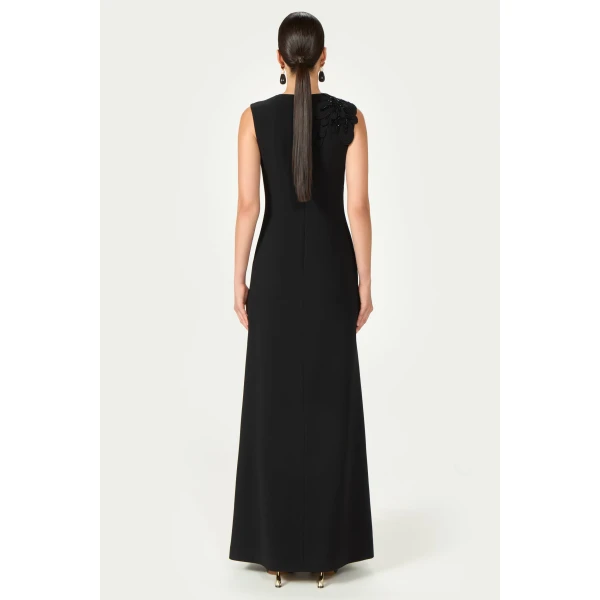 Costarellos Jevi Crepe Sleeveless Gown in Black | Evening Gowns | Coveti