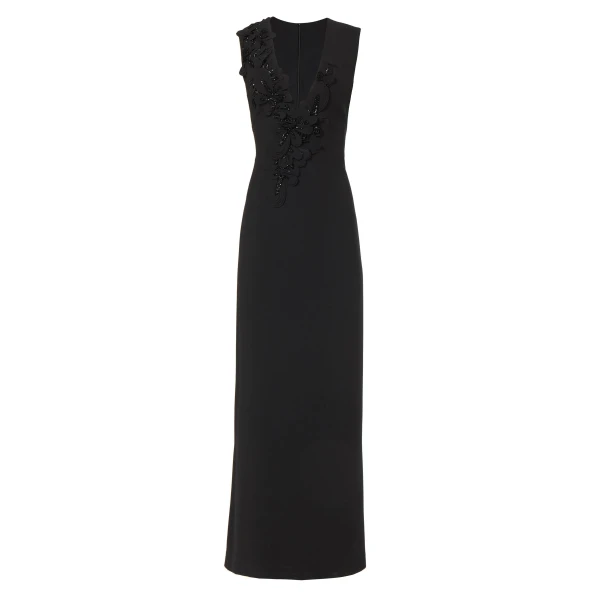 Costarellos Jevi Crepe Sleeveless Gown in Black | Coveti