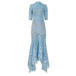 Costarellos Kalissa Guipure Lace Dress in Pearl Blue | Coveti