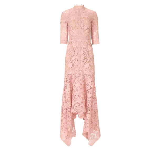 Kalissa Guipure Lace Dress in Vintage Rose