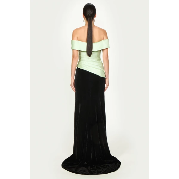 Costarellos Laudrie Velvet Maxi Skirt in Black | Maxi Skirts | Coveti