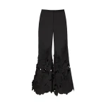 Costarellos Lidia Floral-Cut Satin Trousers in Black | Coveti