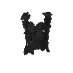 Costarellos Liess Embroidered Floral-Cut Satin Top in Black | Coveti