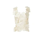 Costarellos Liess Embroidered Floral-Cut Satin Top in Cream | Coveti