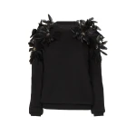 Costarellos Lissia Mohair Wool Feathers Sweater in Black | Coveti