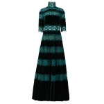 Costarellos Lissie Silk Velvet Gown in Pine Green | Coveti