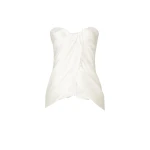 Costarellos Lyza Silk Mikado Draped Strapless Top in Off White | Coveti