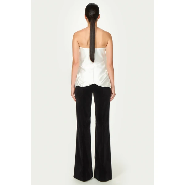Costarellos Lyza Silk Mikado Draped Strapless Top in Off White | Tops | Coveti