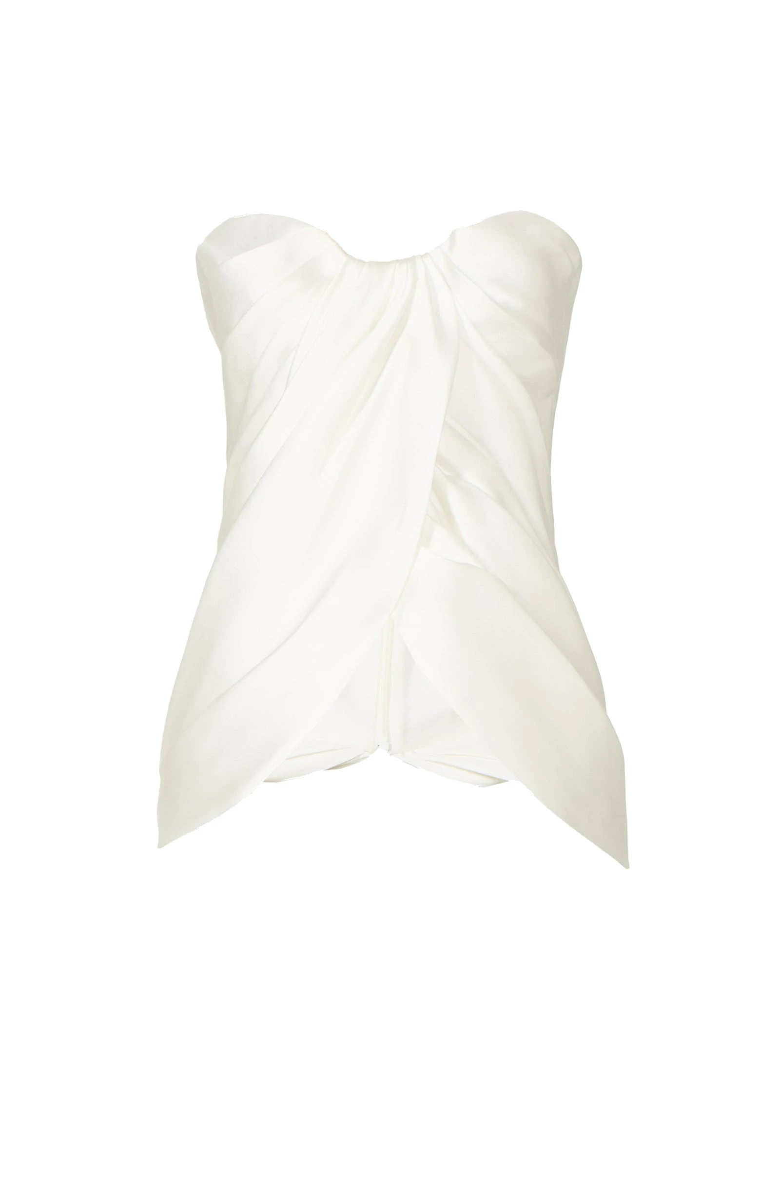 Costarellos Lyza Silk Mikado Draped Strapless Top in Off White Costarellos Lyza Silk Mikado Draped Strapless Top in Off White | Coveti