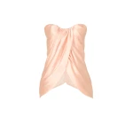Costarellos Lyza Silk Mikado Draped Strapless Top in Salmon | Coveti