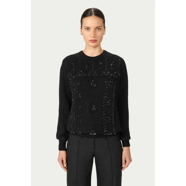 Costarellos Madley Mohair Wool Sweater in Black | Sweaters | Coveti