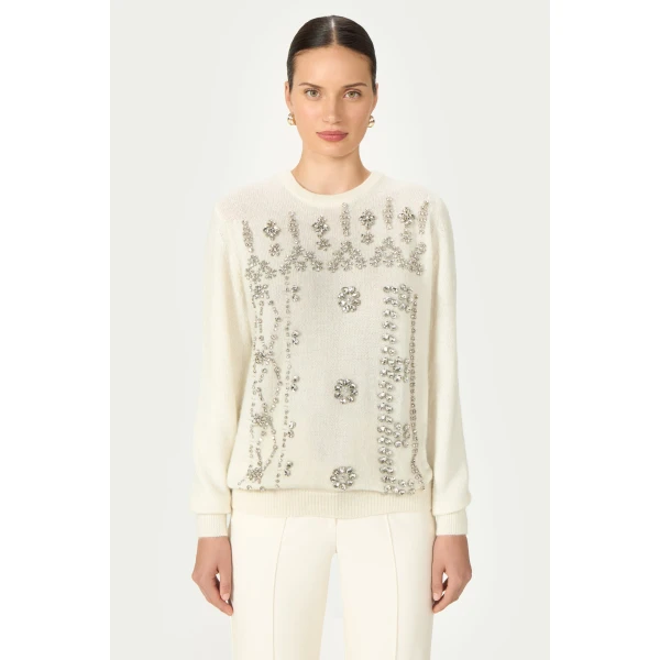 Costarellos Madley Mohair Wool Sweater in Ecru | Sweaters | Coveti