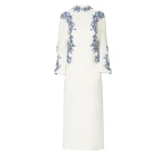 Costarellos Maristelle Crepe Column Dress in Off White | Coveti