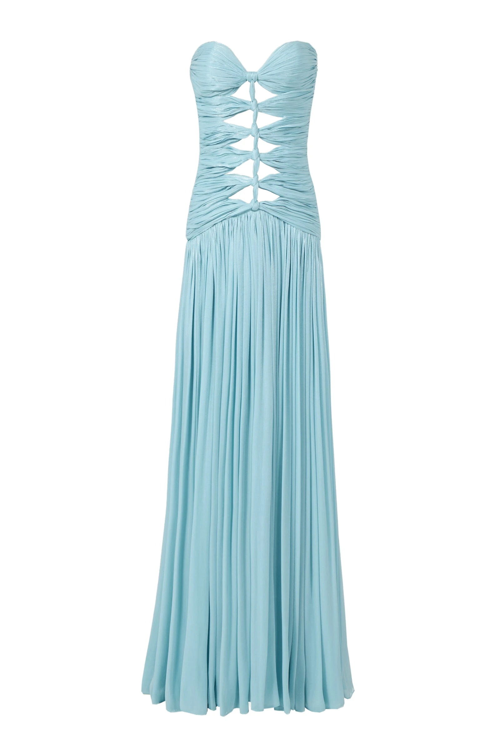 Costarellos Minari Lurex Georgette Strapless Gown in Ciel Costarellos Minari Lurex Georgette Strapless Gown in Ciel | Coveti