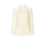 Costarellos Missa Silk Georgette Blouse in Ecru | Coveti