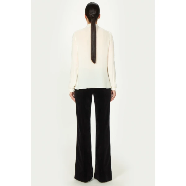 Costarellos Missa Silk Georgette Blouse in Ecru | Blouse | Coveti