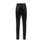 Costarellos Nelia Satin Cigarette Trousers in Black | Coveti