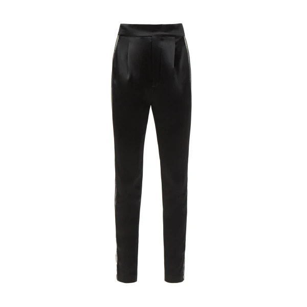 Nelia Satin Cigarette Trousers in Black