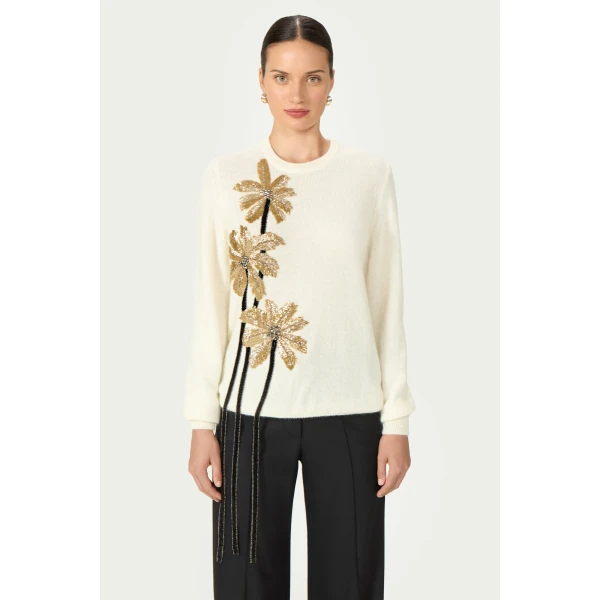 Costarellos Nemie Mohair Wool Sweater in Ecru | Sweaters | Coveti