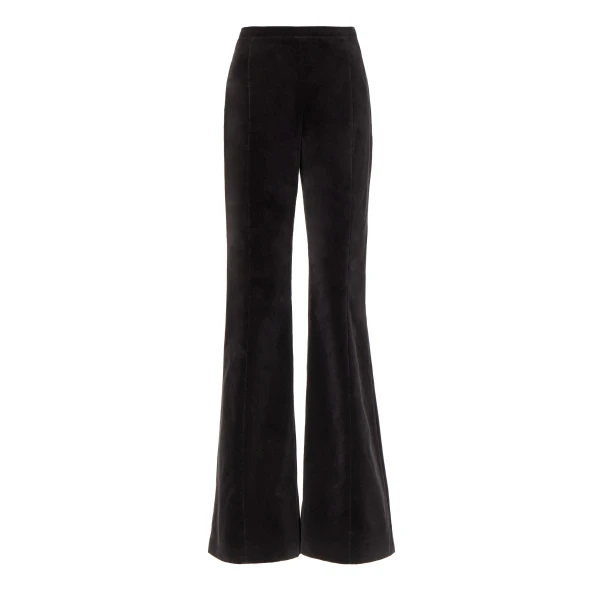 Padra Cotton Velvet Flared Trousers in Black