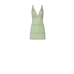 Costarellos Palla French Tulle Crystal Mini Dress in Sage Green | Coveti