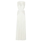 Costarellos Silla Lurex Georgette Gown in Off White | Coveti