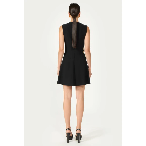 Costarellos Tazia Crepe Mini Dress in Black | Mini Dresses | Coveti