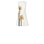 Costarellos Tazia Crepe Mini Dress in Off White | Coveti