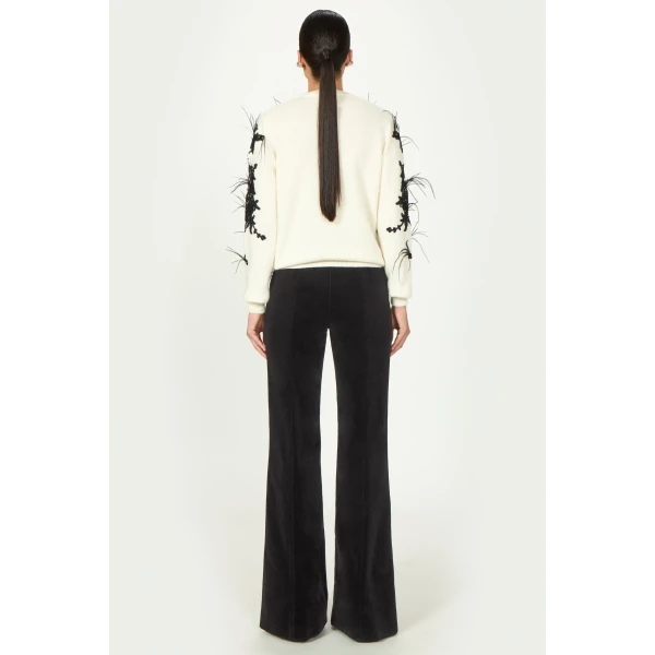 Costarellos Terena Mohair Wool Lace Sweater in Off White | Sweaters | Coveti