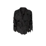 Costarellos Tesha Floral-Cut Satin Jacket in Black | Coveti