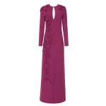 Costarellos Verana Crepe Keyhole Column Gown in Magenta | Coveti