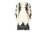 Costarellos Vianna Mohair Wool Lace Mini Dress in Off White | Coveti