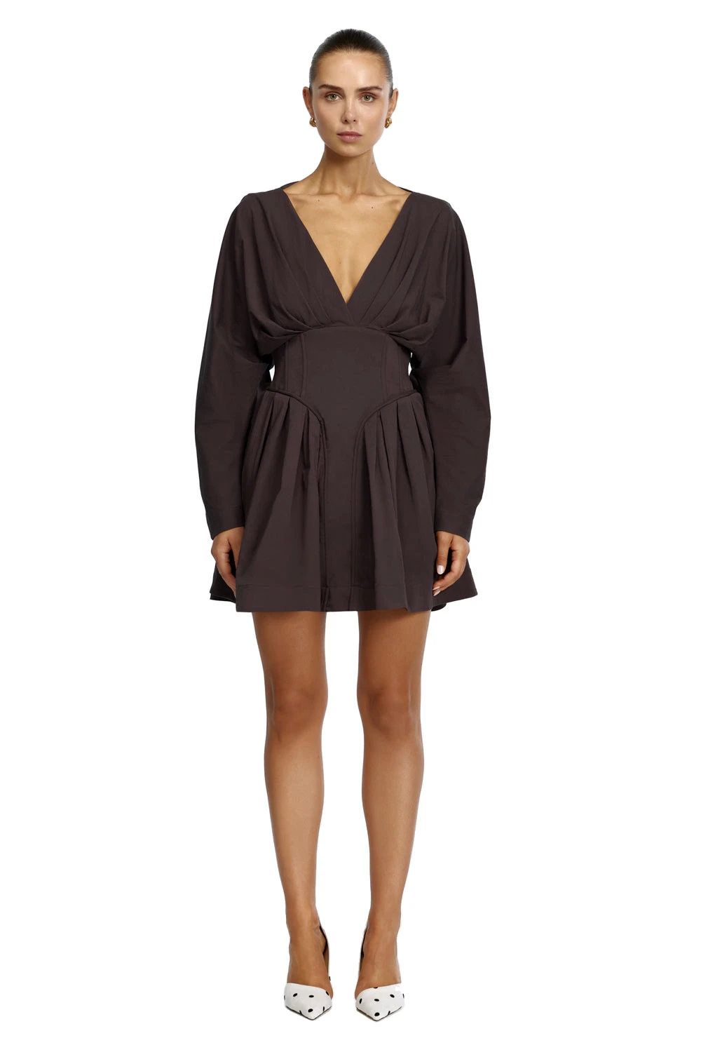 Acler Lomatta Mini Dress in Ganache, Beige Dresses