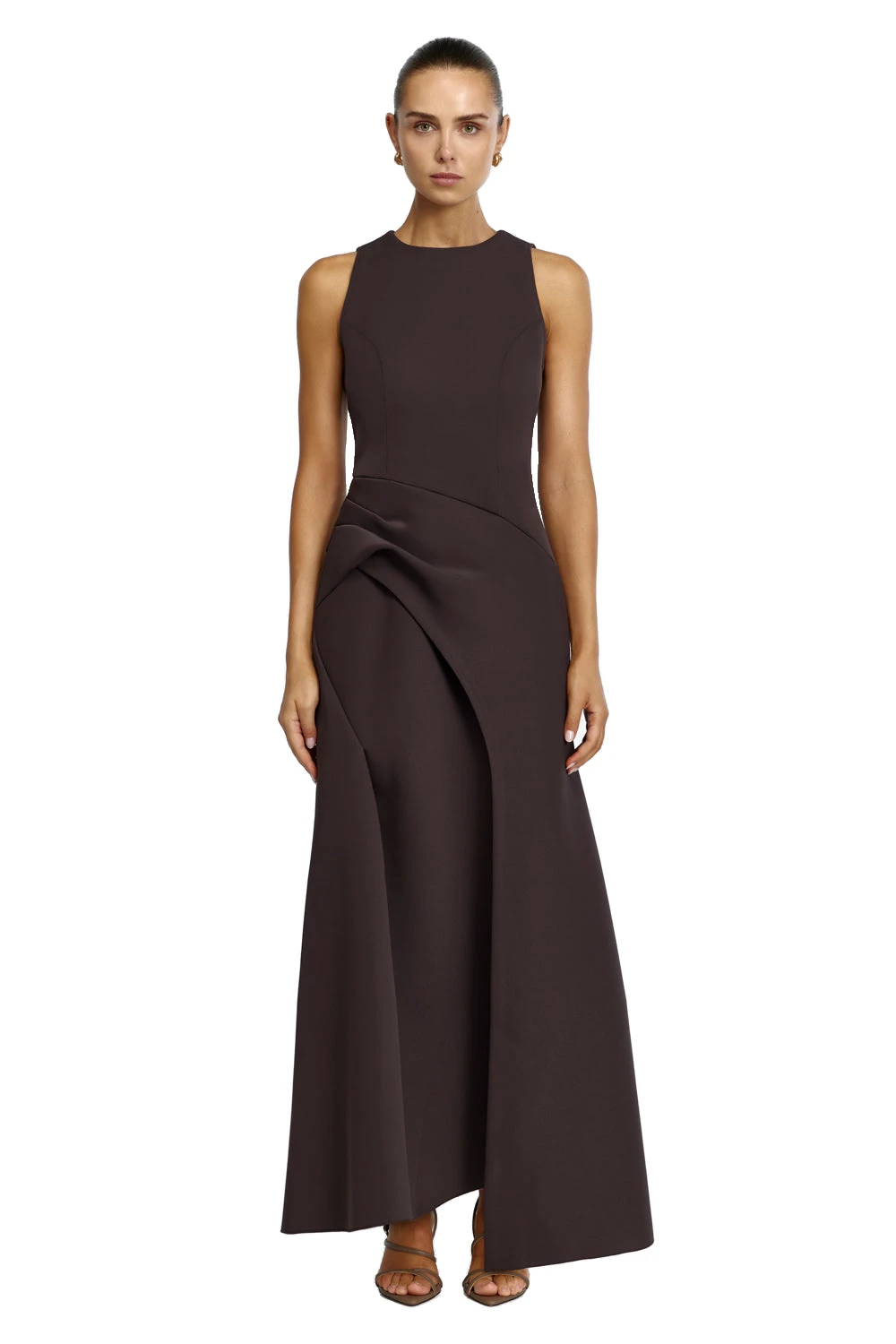 Acler Pellat Maxi Dress in Ganache, Beige Dresses