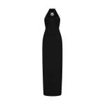 David Koma Crystal Pendant Halterneck Gown In Black