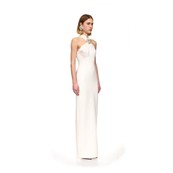 David Koma Crystal Pendant Halterneck Gown In Black, view 4