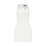 David Koma Crystal Star And Straps Mini Dress In White
