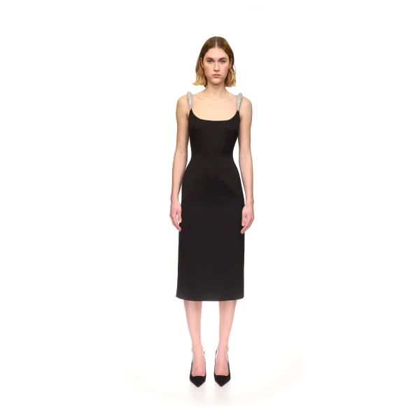 David Koma Curved Crystal Strap Detail Midi Dress, view 2