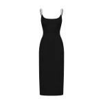 David Koma Curved Crystal Strap Detail Midi Dress