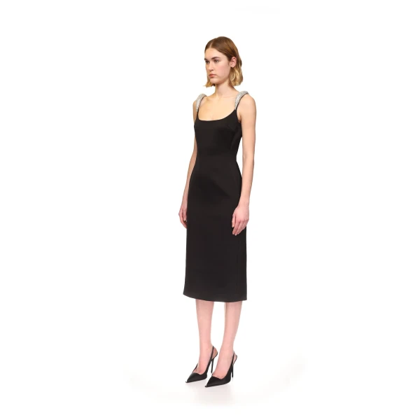 David Koma Curved Crystal Strap Detail Midi Dress, view 3