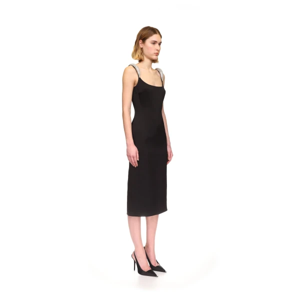 David Koma Curved Crystal Strap Detail Midi Dress, view 4