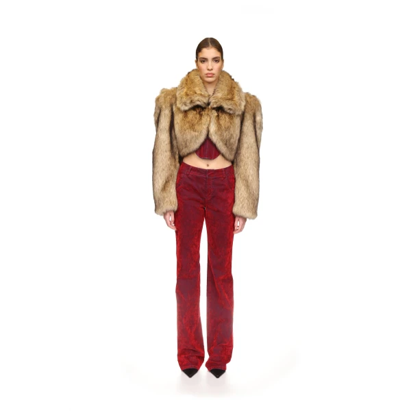 David Koma Faux Fur Cropped Jacket, view 2