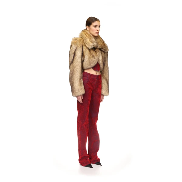 David Koma Faux Fur Cropped Jacket, view 4