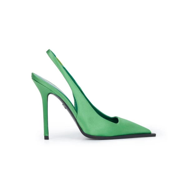 Satin Slingback Pumps In Green