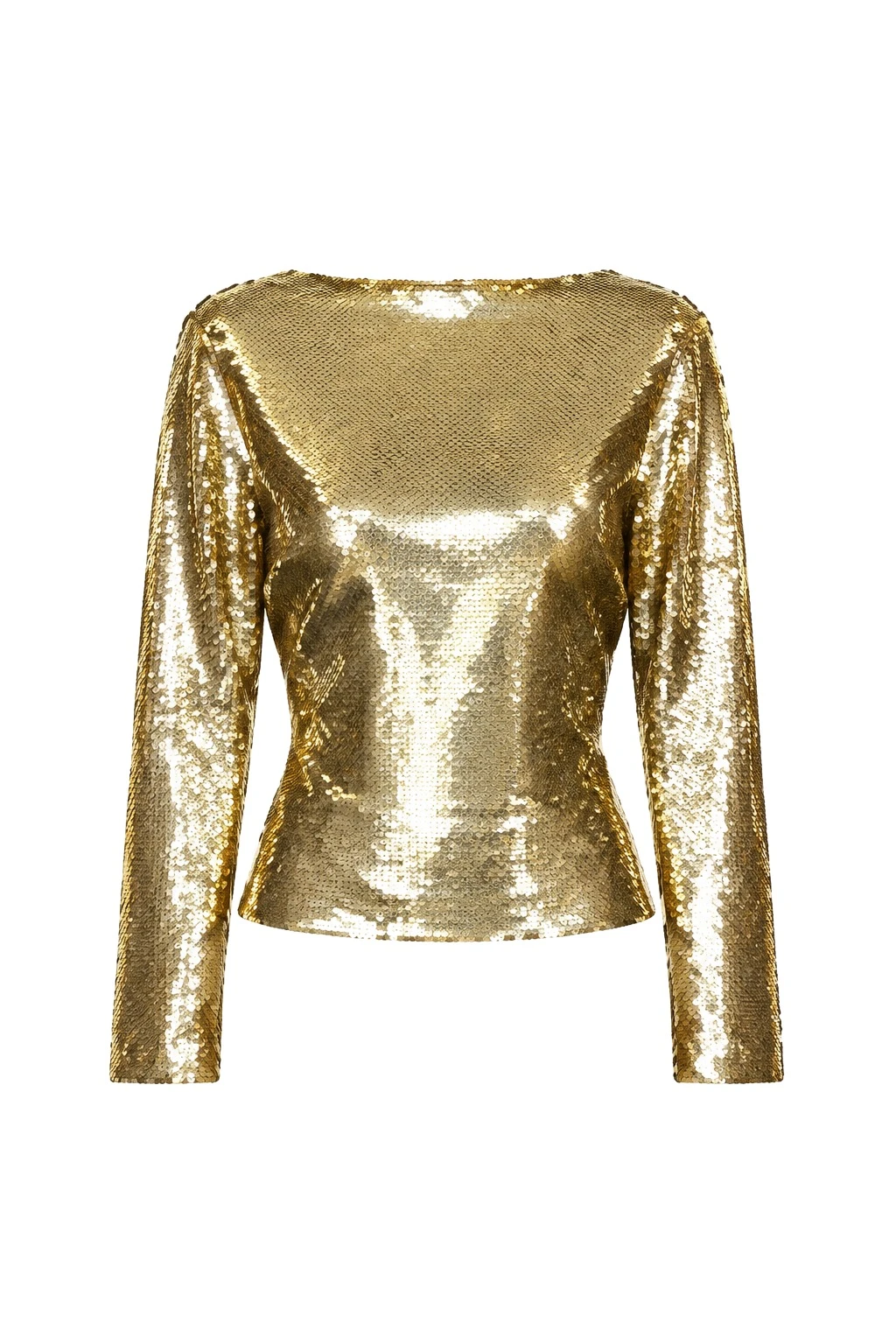 David Koma Sequin Draped Back Long Sleeve Top In Gold David Koma Sequin Draped Back Long Sleeve Top In Gold