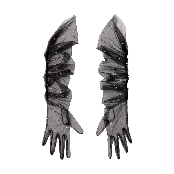 Tulle Gloves With Stars In Black